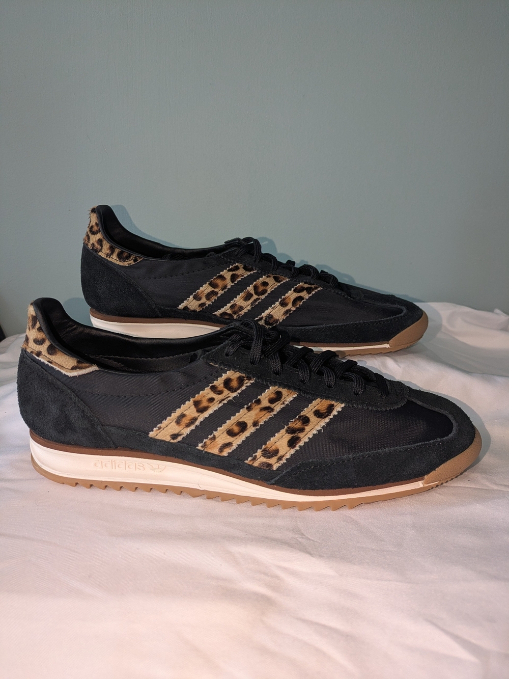 adidas Women's SL 72 OG Black Sneakers with Leopard Stripes - Picture 12 of 12